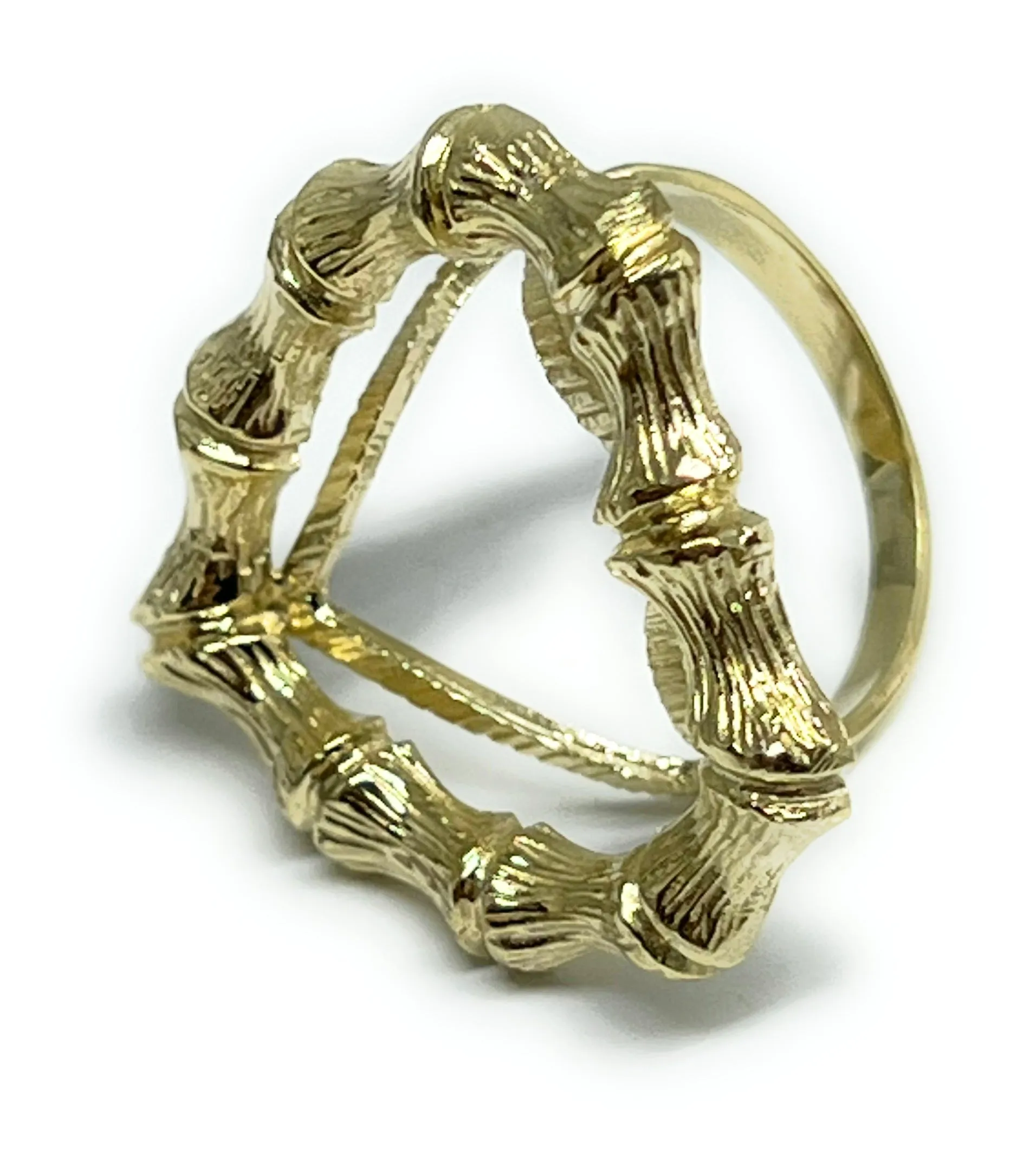 10k Solid Gold Yellow Classic BAMBOO Heart Ring