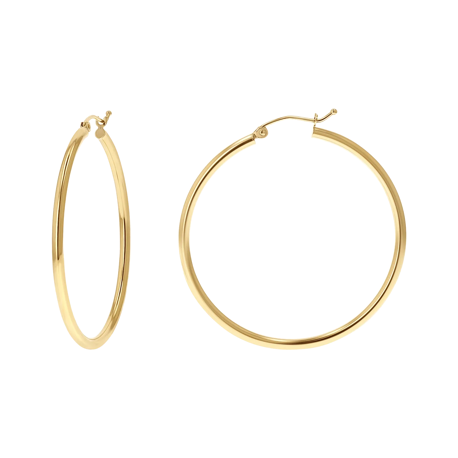 2mm Gold Tube Hoop Earrings