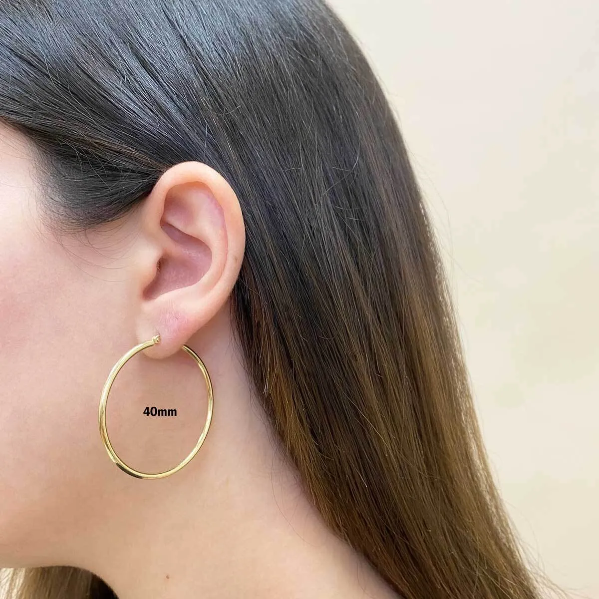 2mm Gold Tube Hoop Earrings