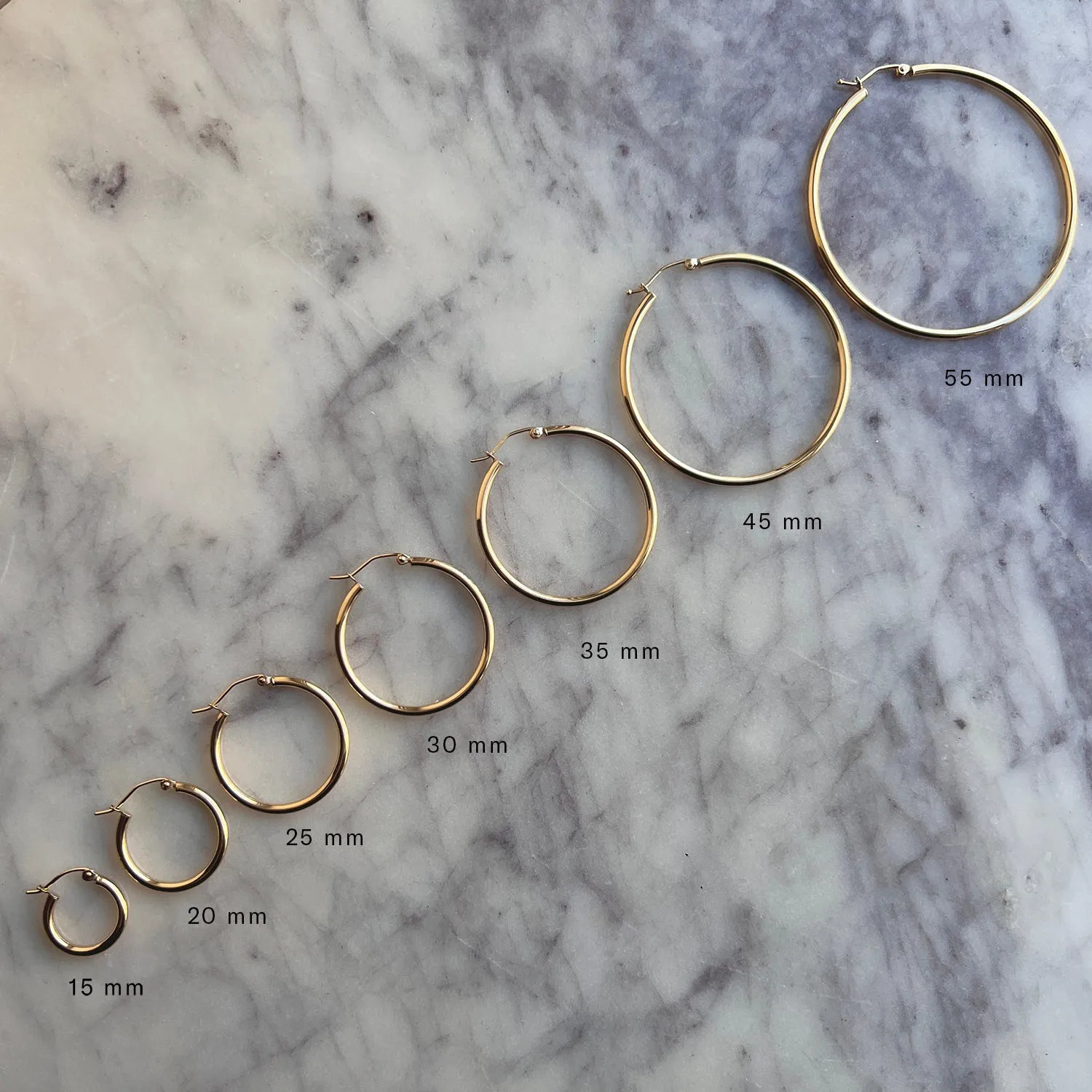 2mm Gold Tube Hoop Earrings