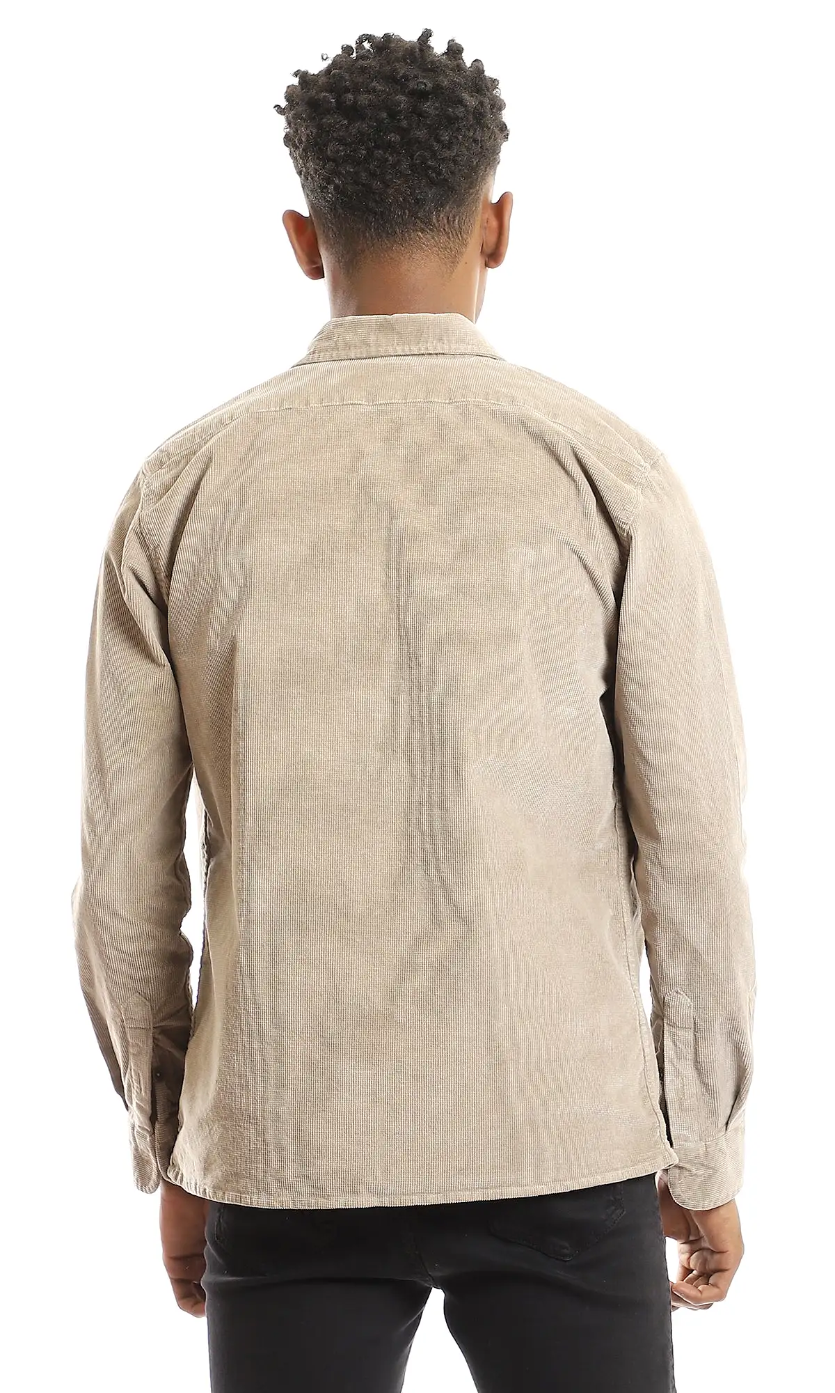 95955 Long Sleeves Dark Beige Velvet Shirt