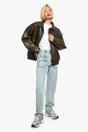 Acid Wash Cargo Straight Fit Jeans