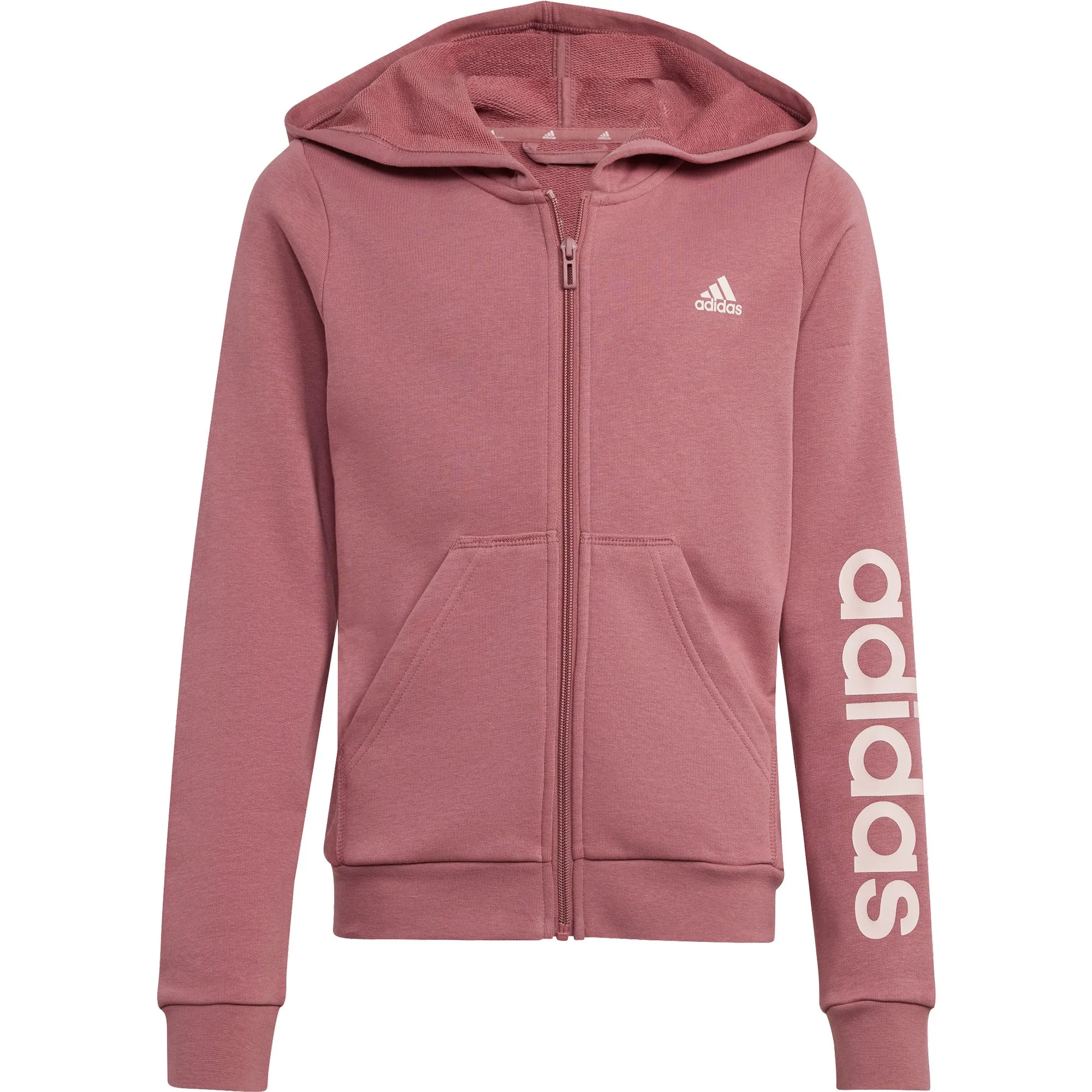 adidas - Essentials Linear Logo Full-Zip Hoodie Girls preloved crimson