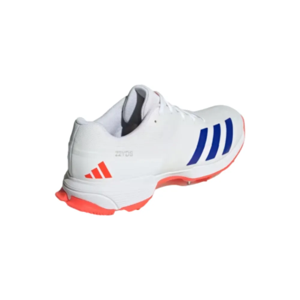 Adidas Men's 22 YDS Cricket Shoe (Cloud White/Lucid Blue/Solar Red)