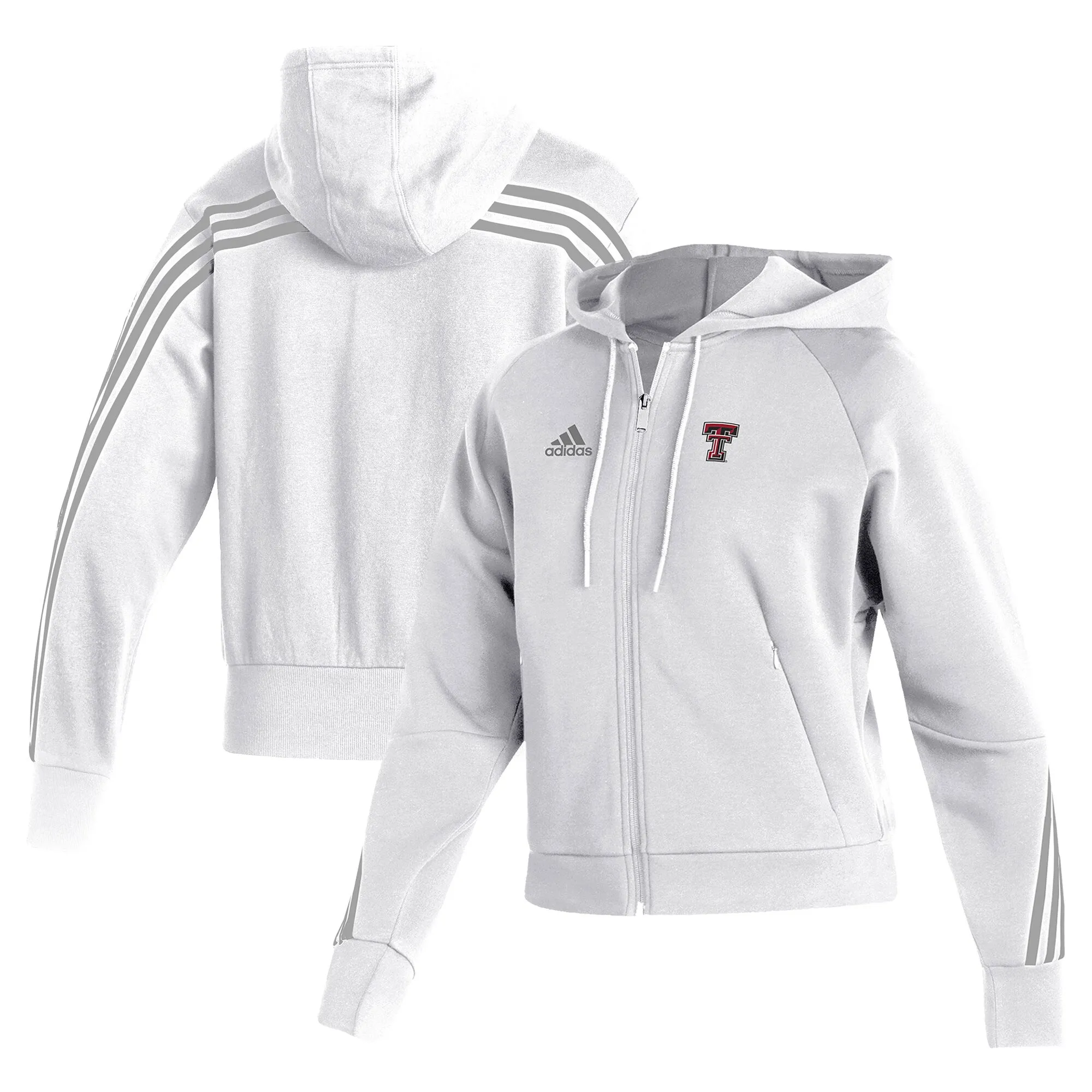 adidas  Texas Tech Red Raiders Women's White Fashion Full-Zip Hoodie