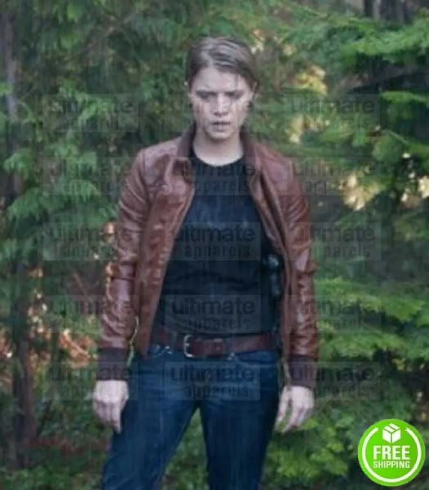 ALCATRAZ SARAH JONES (DETECTIVE REBECCA) BROWN LEATHER JACKET