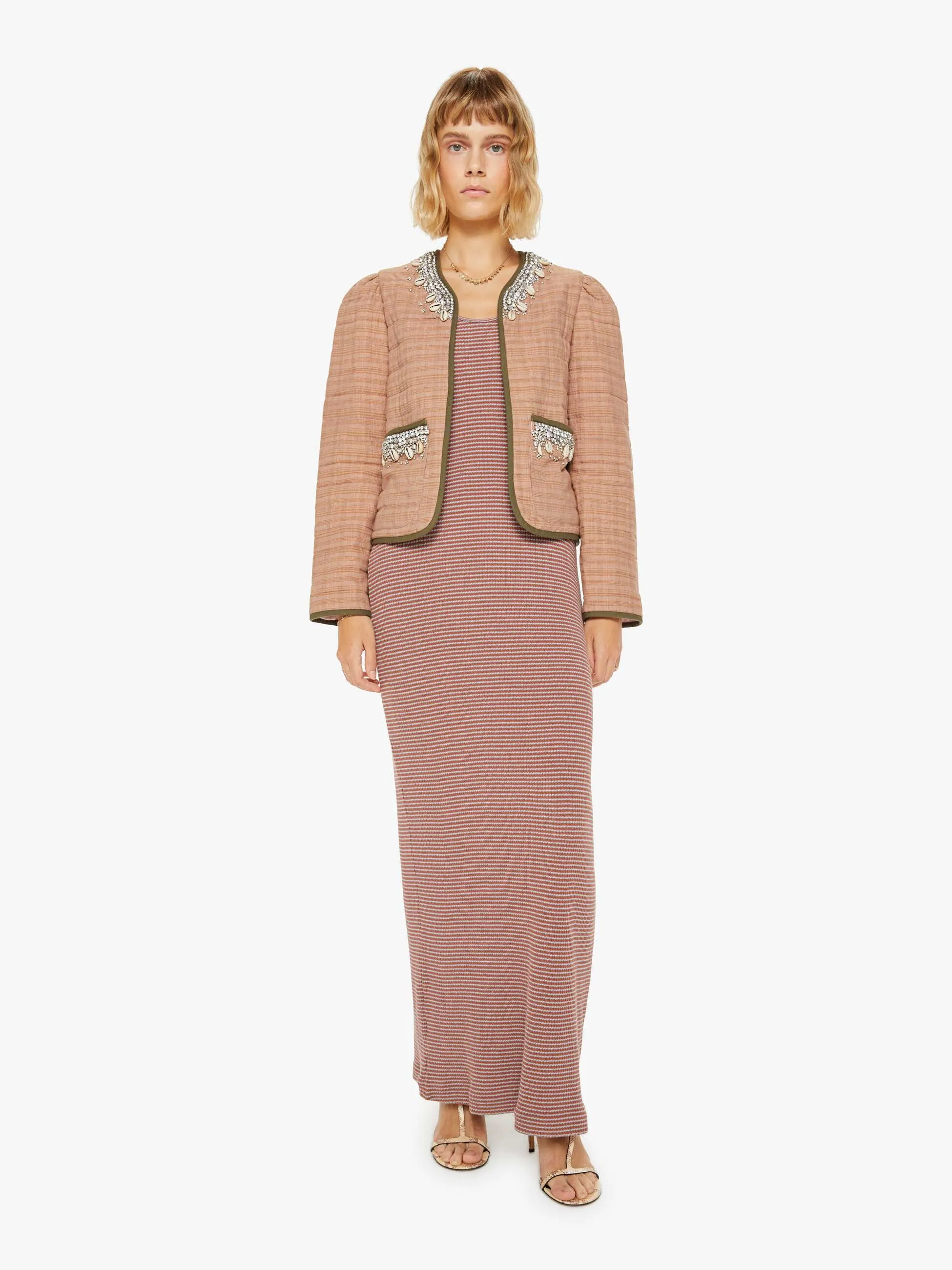 Alix Of Bohemia Pasha Shell And Gem Jacket - Pink Jute