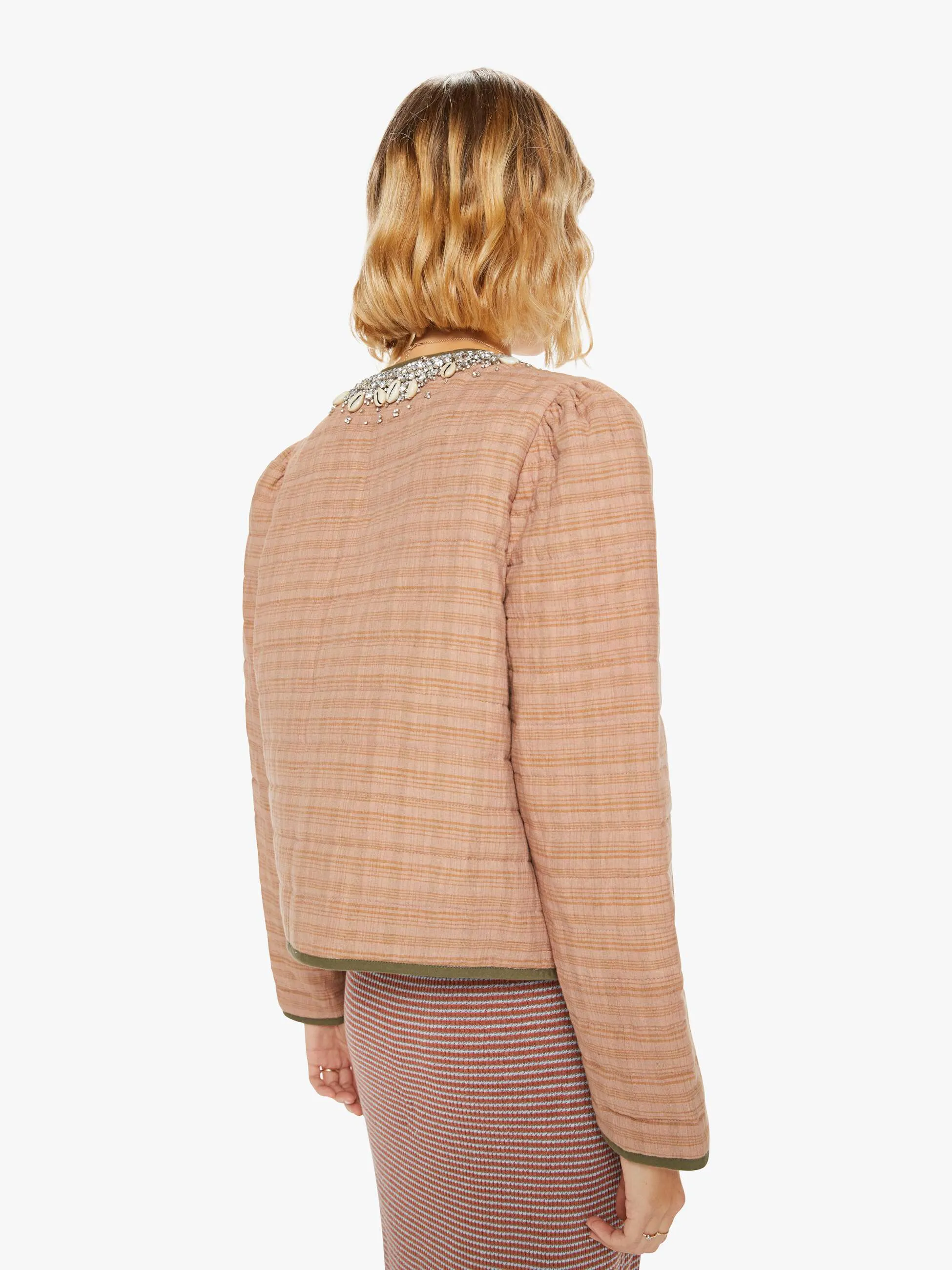 Alix Of Bohemia Pasha Shell And Gem Jacket - Pink Jute