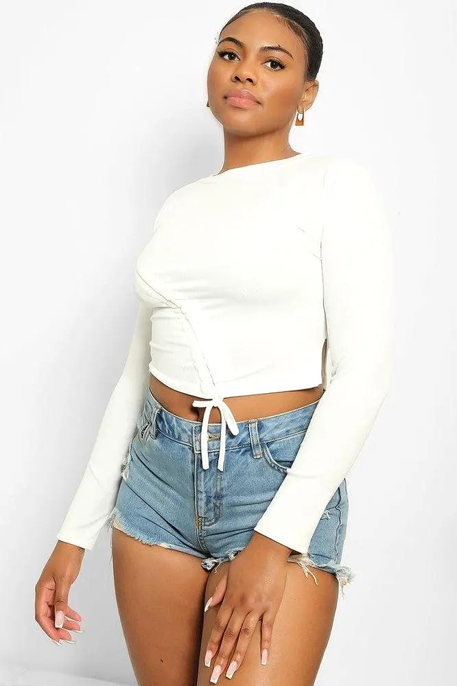 Asymmetric Drawstring Cropped Top