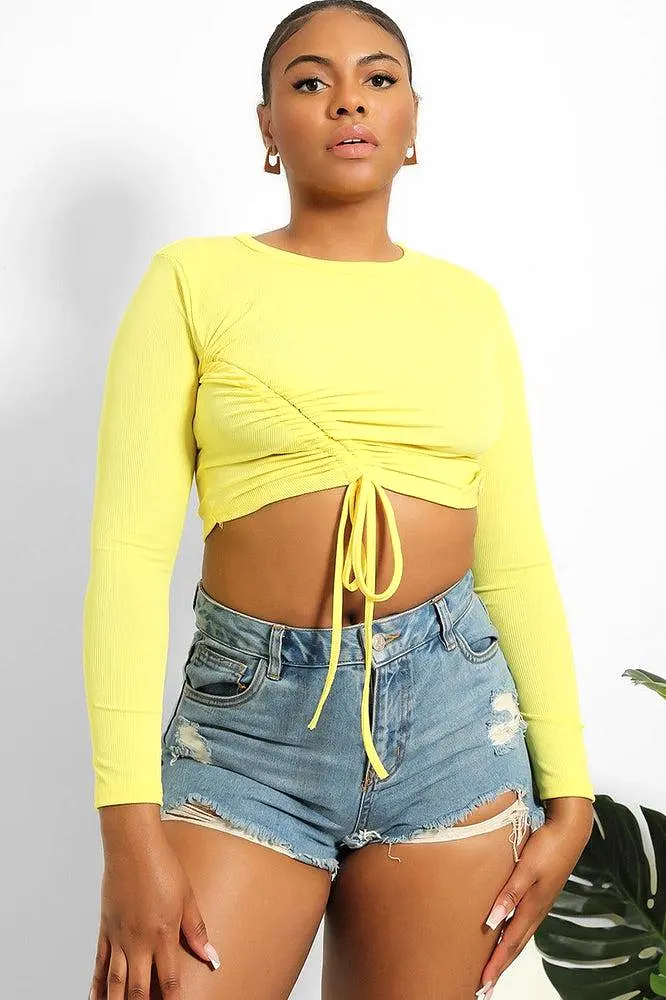 Asymmetric Drawstring Cropped Top