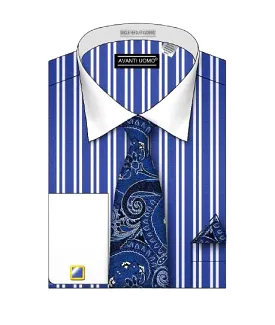 AVANTI UOMO DOUBLE STRIPED WHITE COLLAR DS3823P2 ROYAL