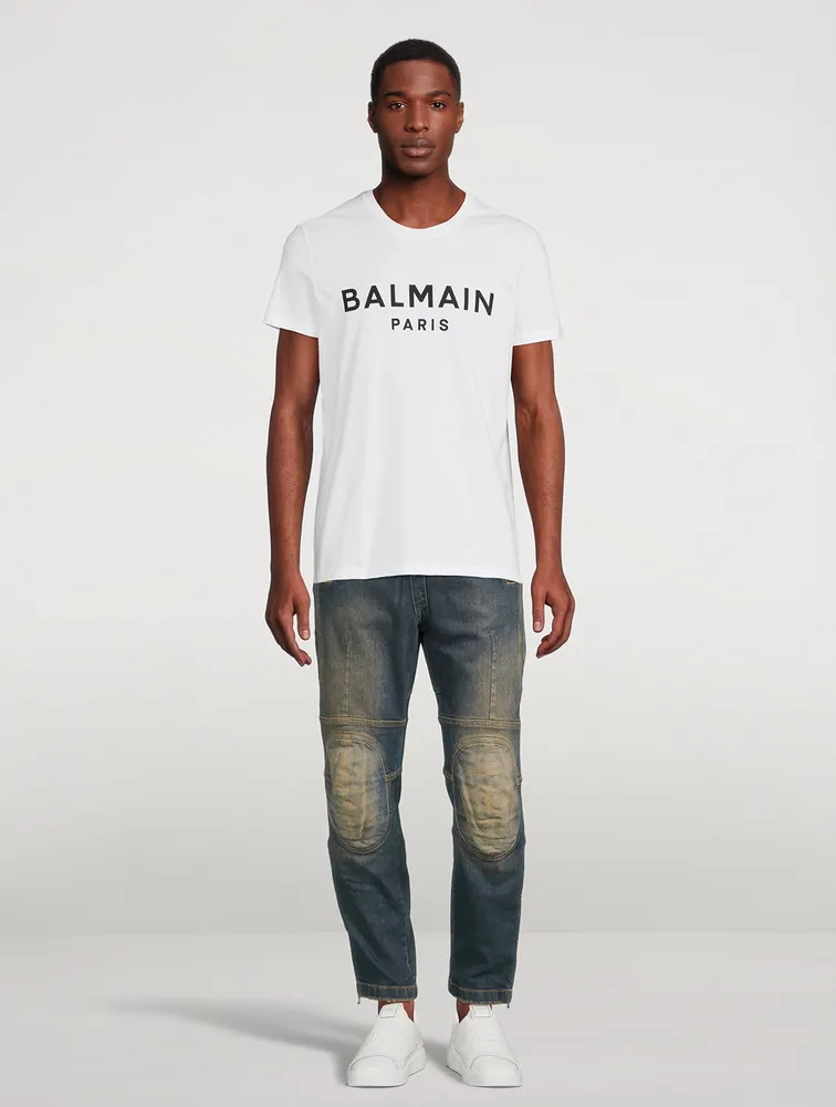 BALMAIN Destroyed Rider Slim-Fit Jeans With Knee-Pads