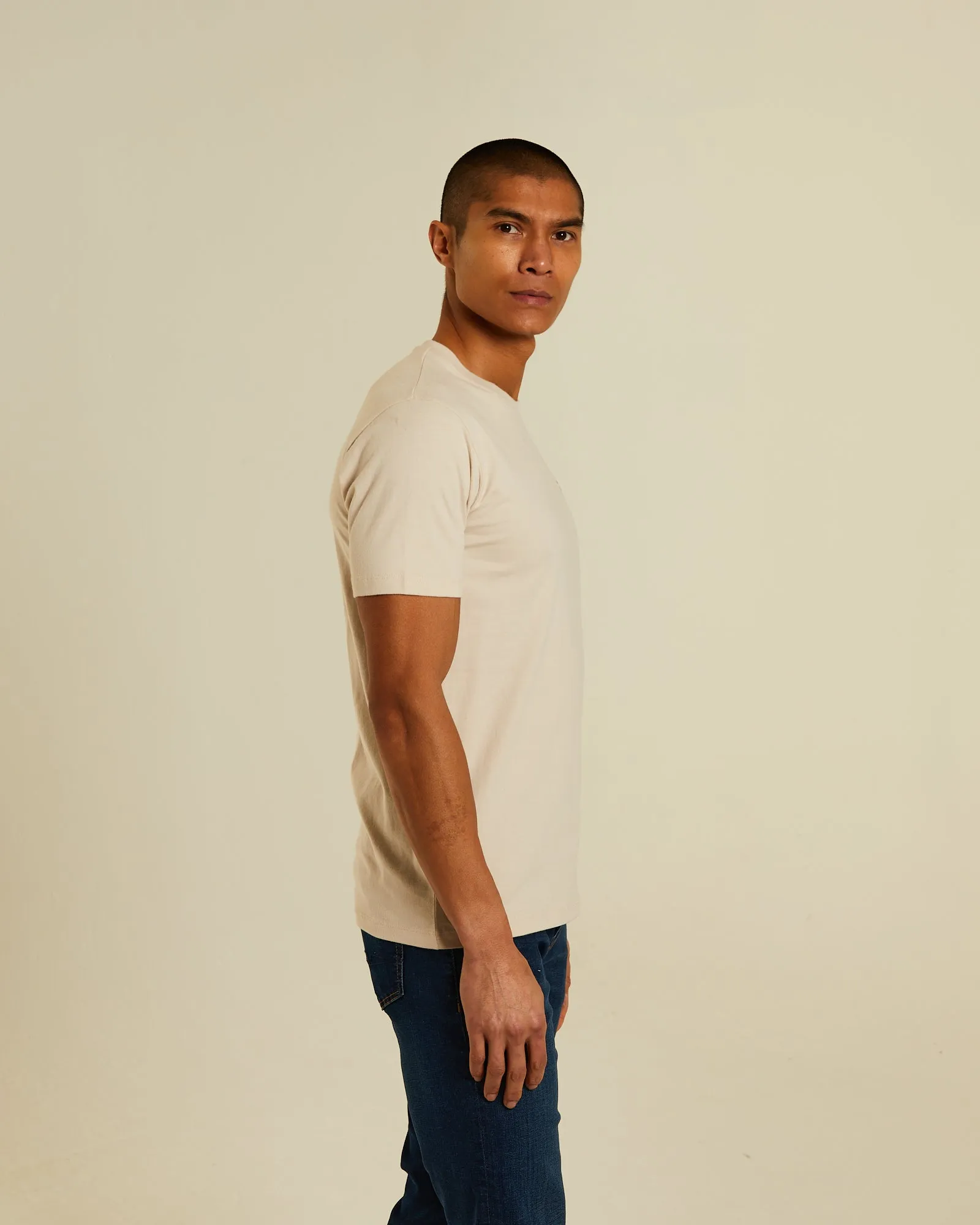 Basic Caden O Neck Tee Bone