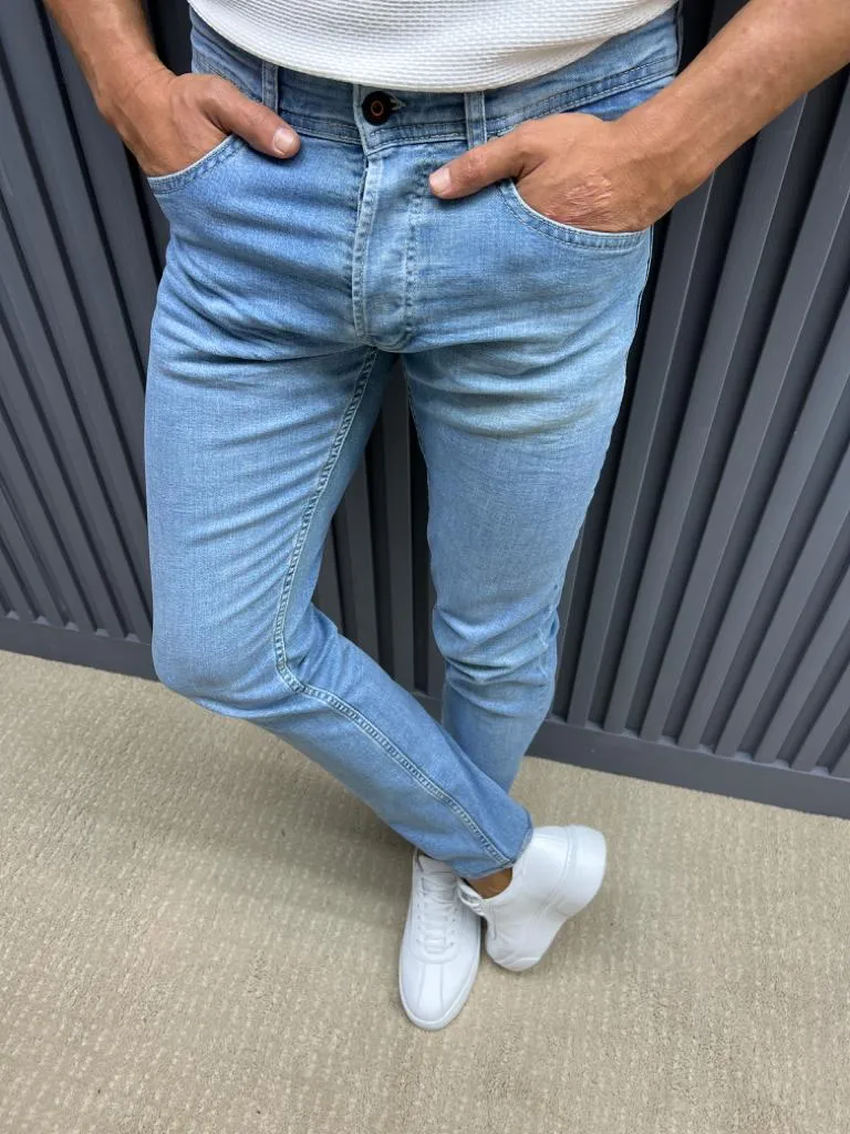 Blue Slim Fit Jeans for Men by GentWith.com