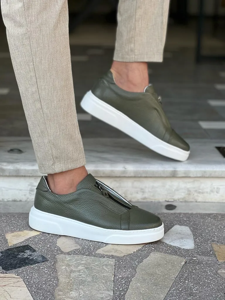 Bojoni Dover Green Mid-Top Zipper Sneakers