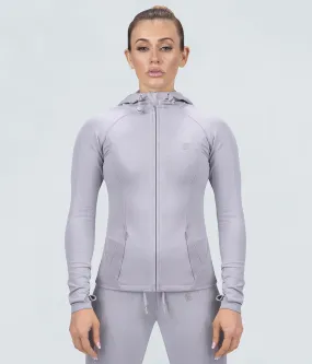 Born Tough Contoured Gray Sleeve Loops Athletic Tracksuit Hoodie for Women