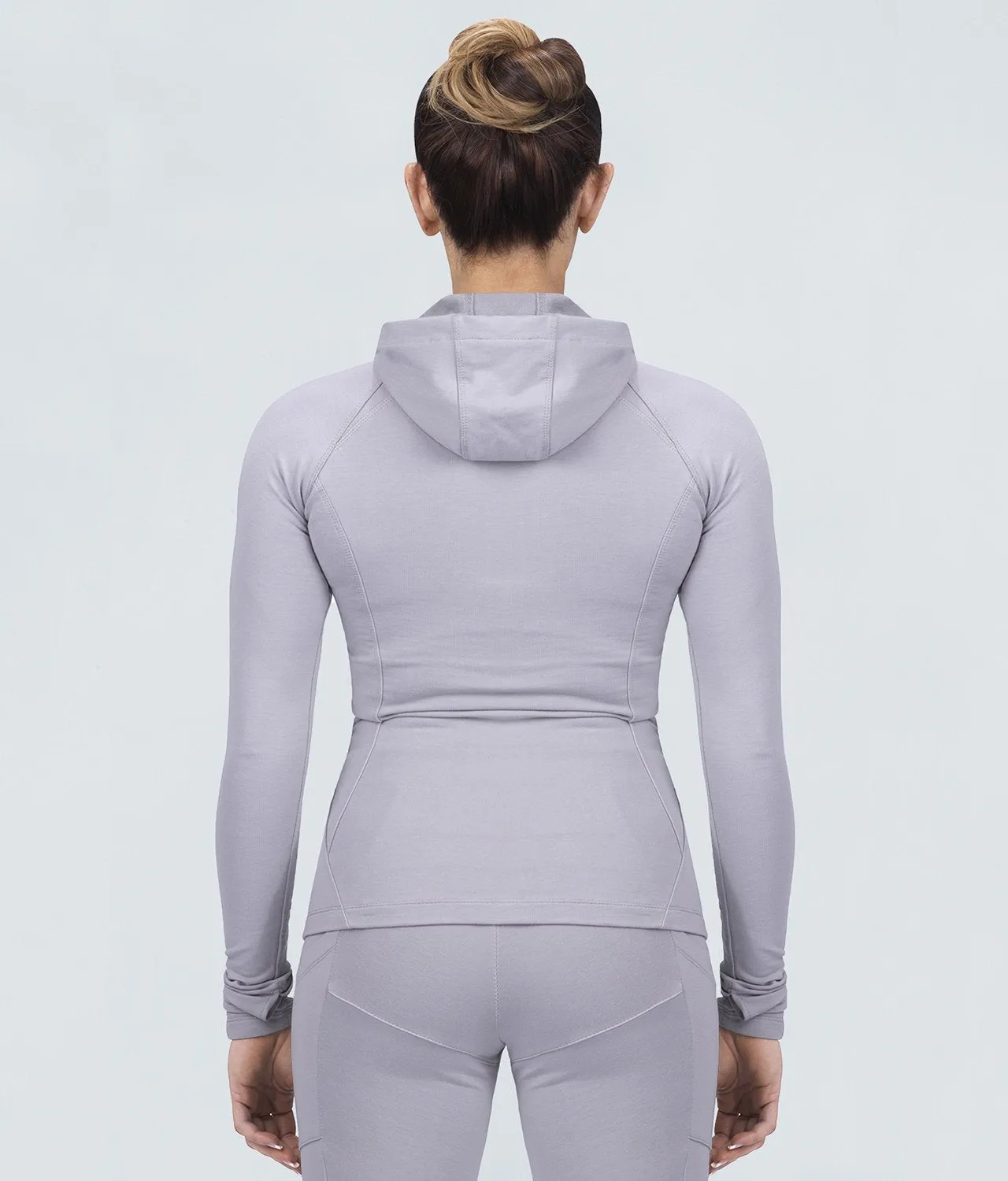 Born Tough Contoured Gray Sleeve Loops Athletic Tracksuit Hoodie for Women