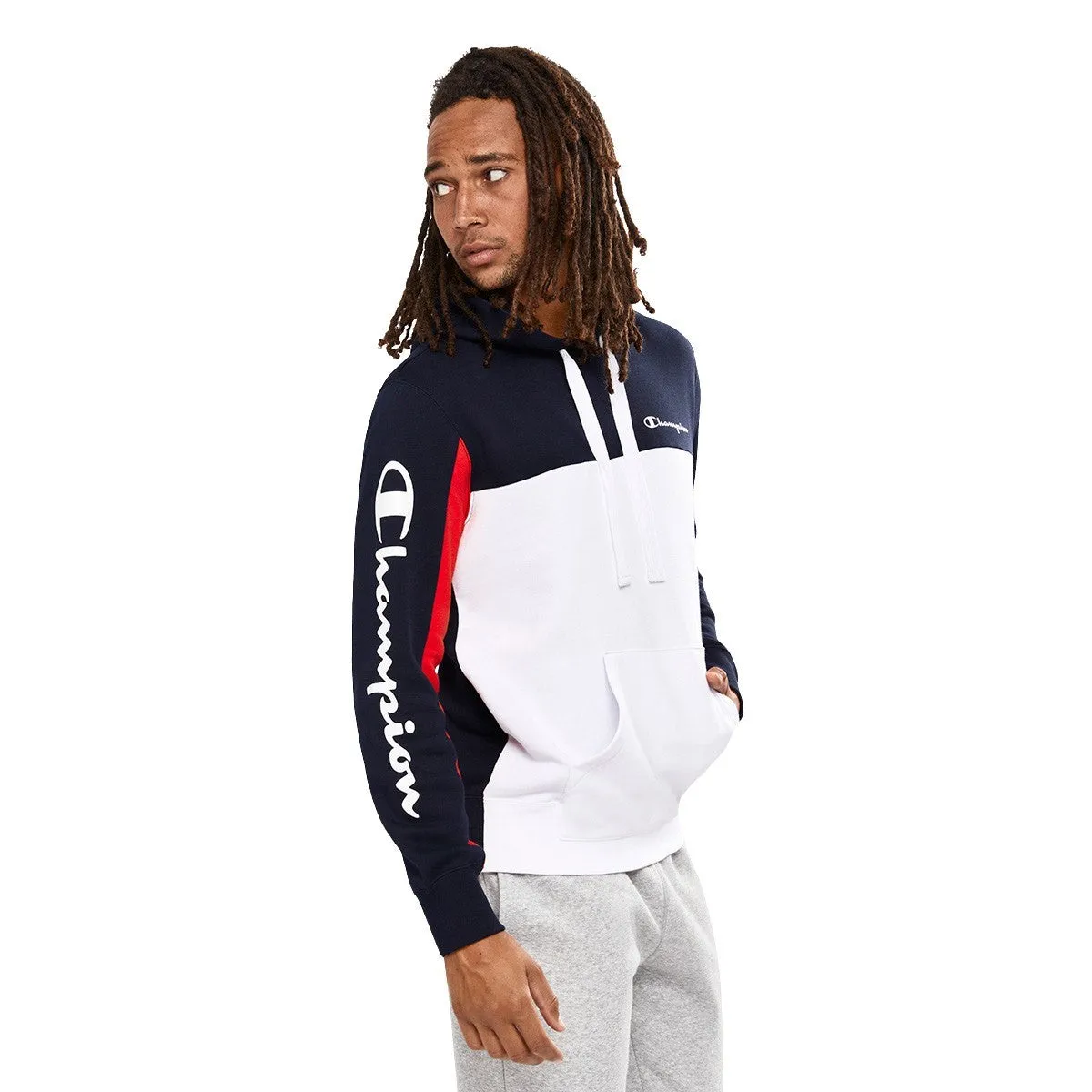 Champion Colour Block Hoodie (M) - Navy/White/Red