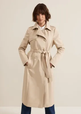 Cheryl Camel Long Fitted Trench Coat