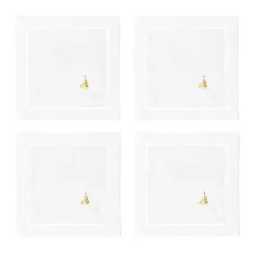 Cocktail Napkins, Embroidered Dirty Martini, Set of Four