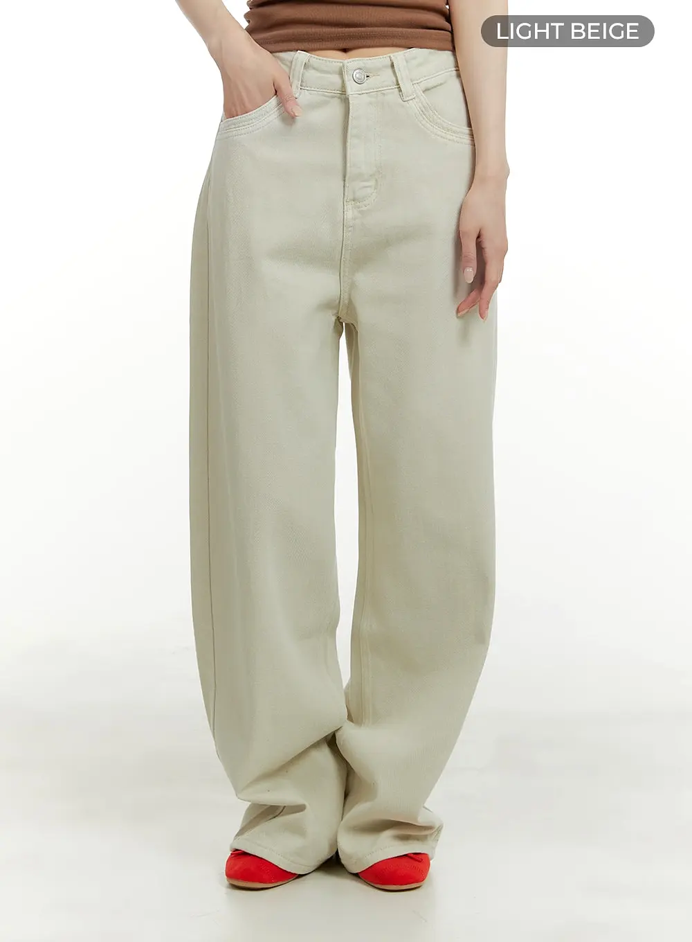 Cotton Solid Wide-Leg Pants OA405