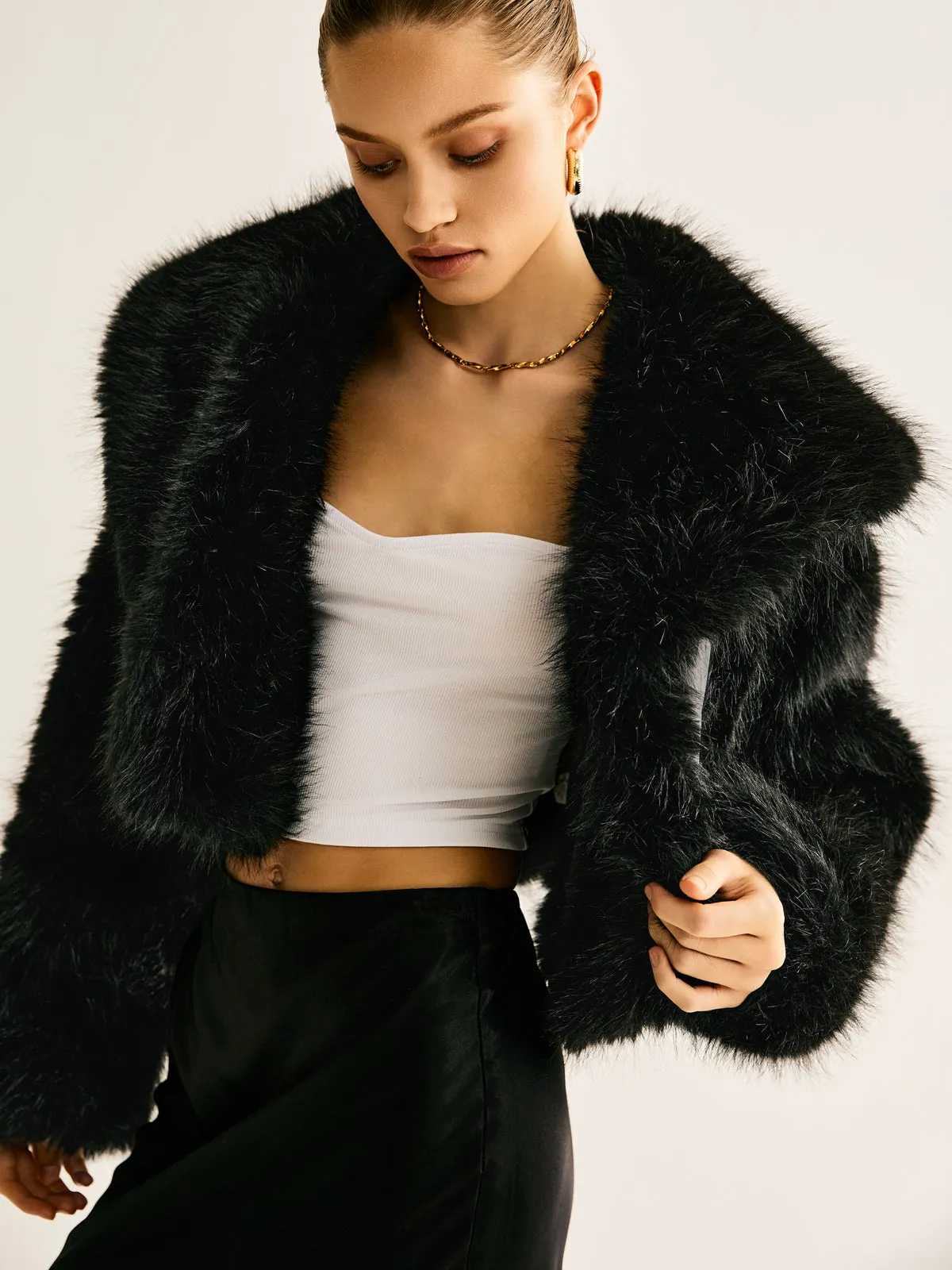 Crop Faux Fur Warm Coat