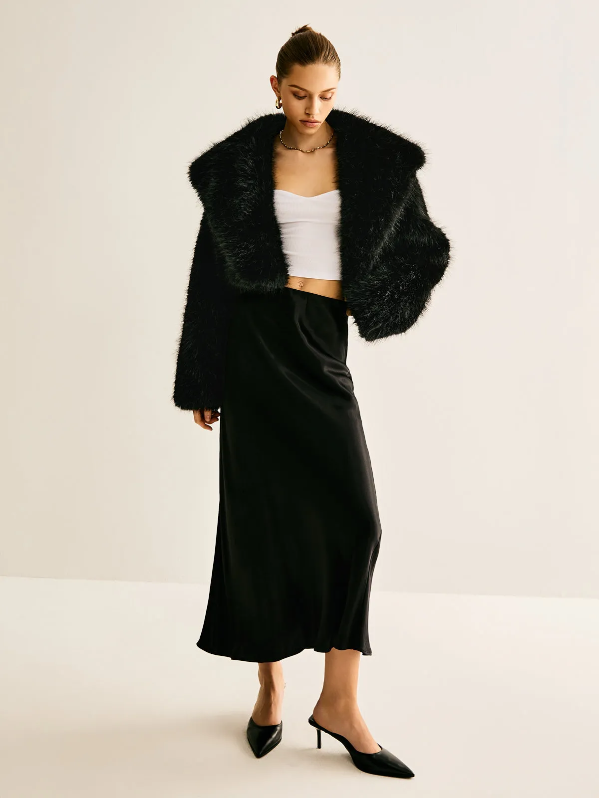 Crop Faux Fur Warm Coat