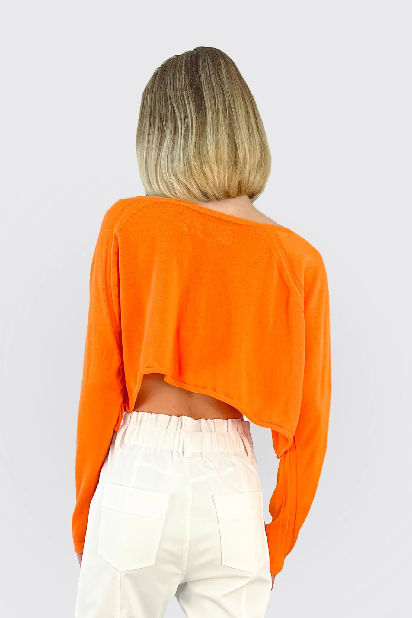 Crop Knit Cardigan - Orange