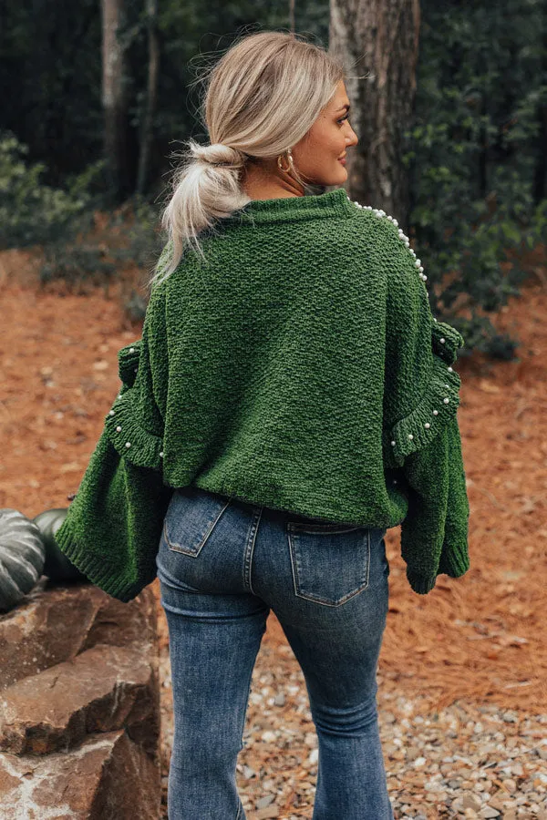 Cuddle Up With Cocoa Embellished Sweater in Green