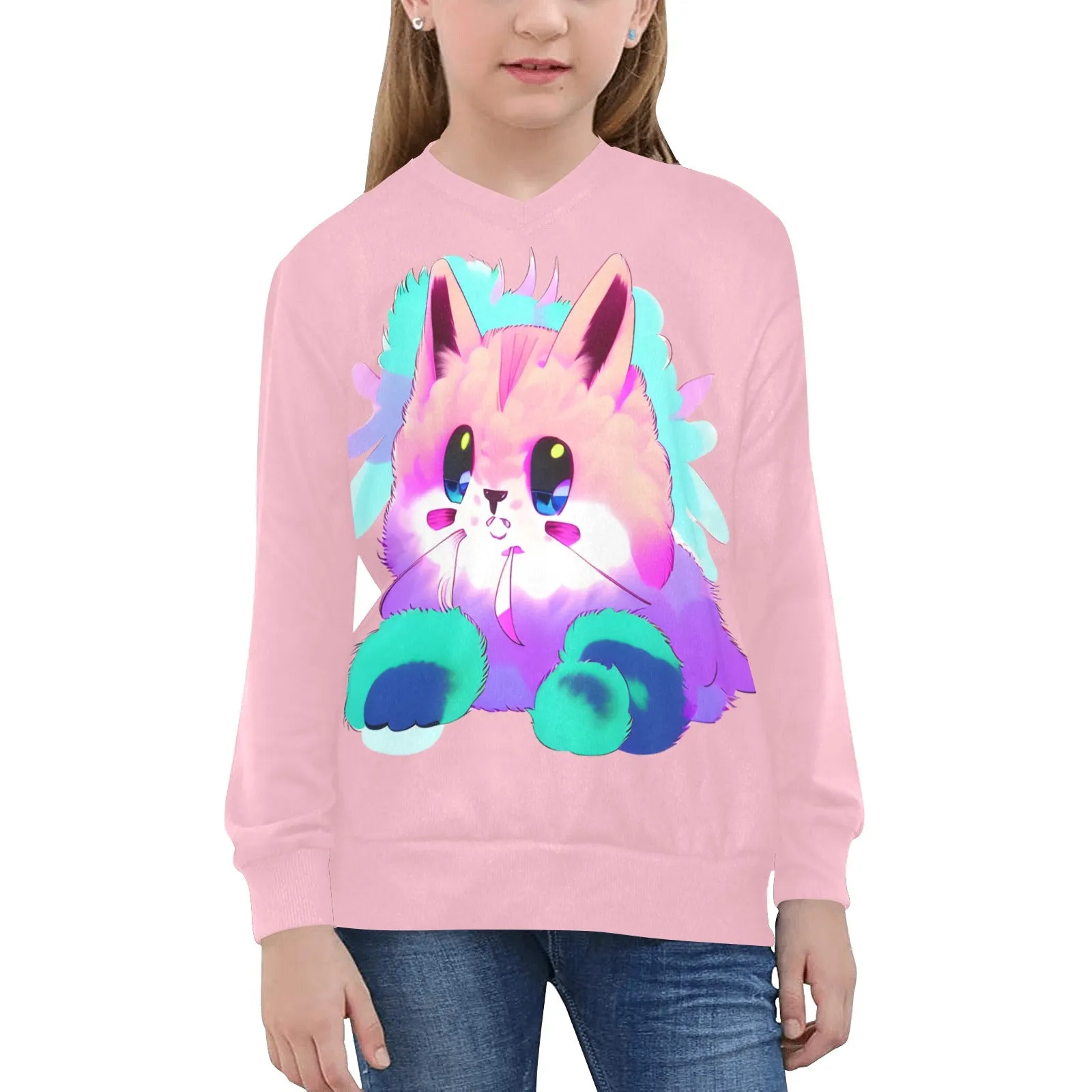 Cute Girls Anime Furry Kitten Graphic Top