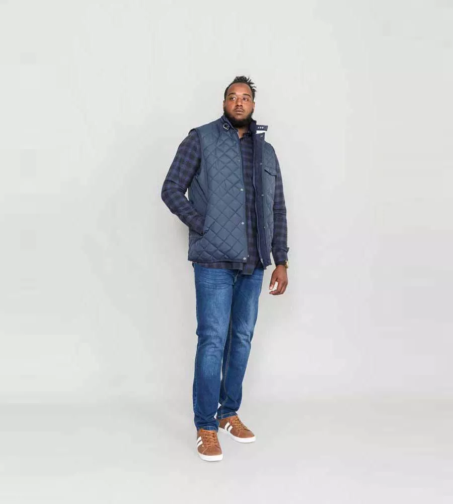 D555 Big Mens Quilted Gilet Jacket With Corduroy Trims (NIGHTINGALE)