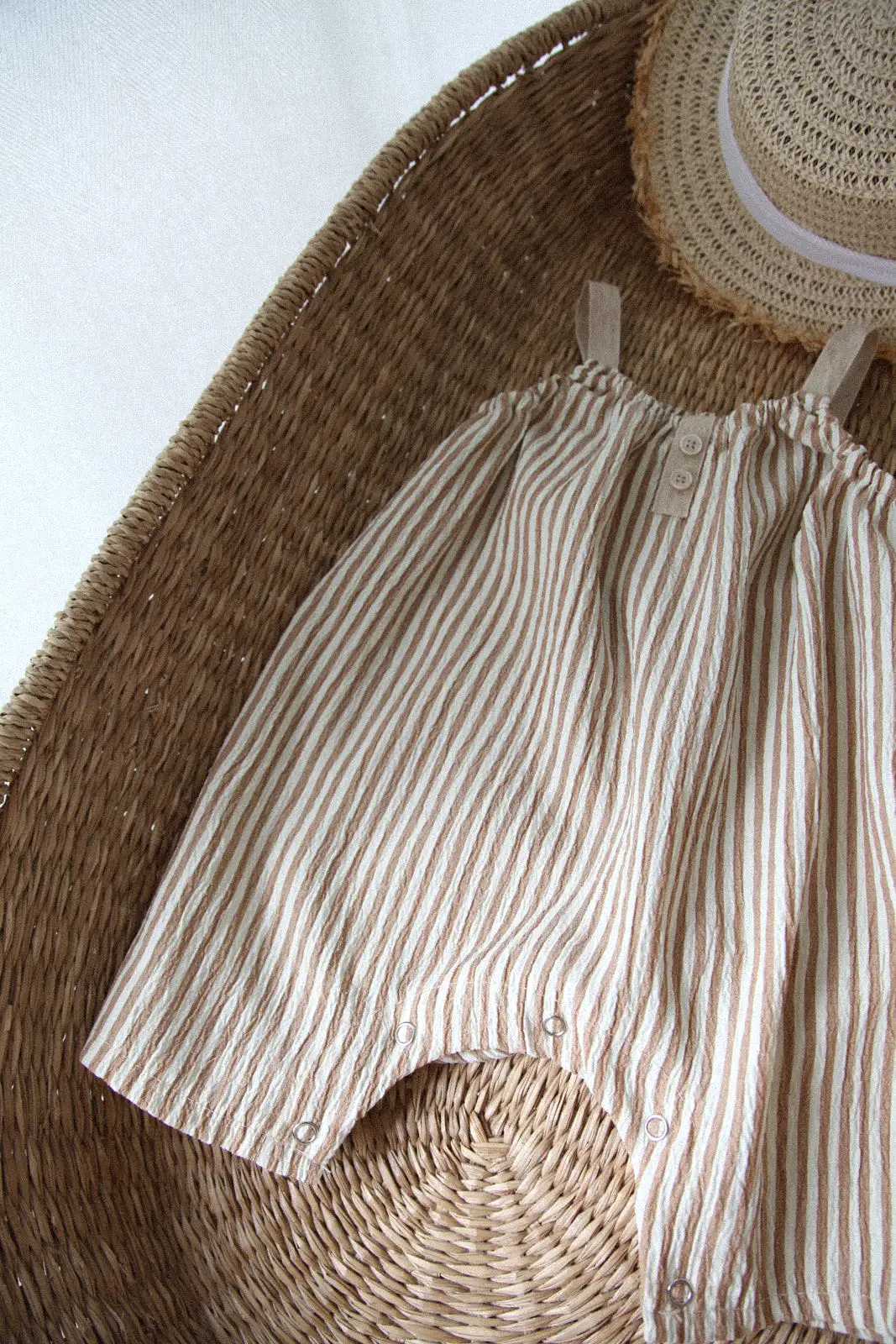 Dark Beige Stripe Textured Jumpsuit