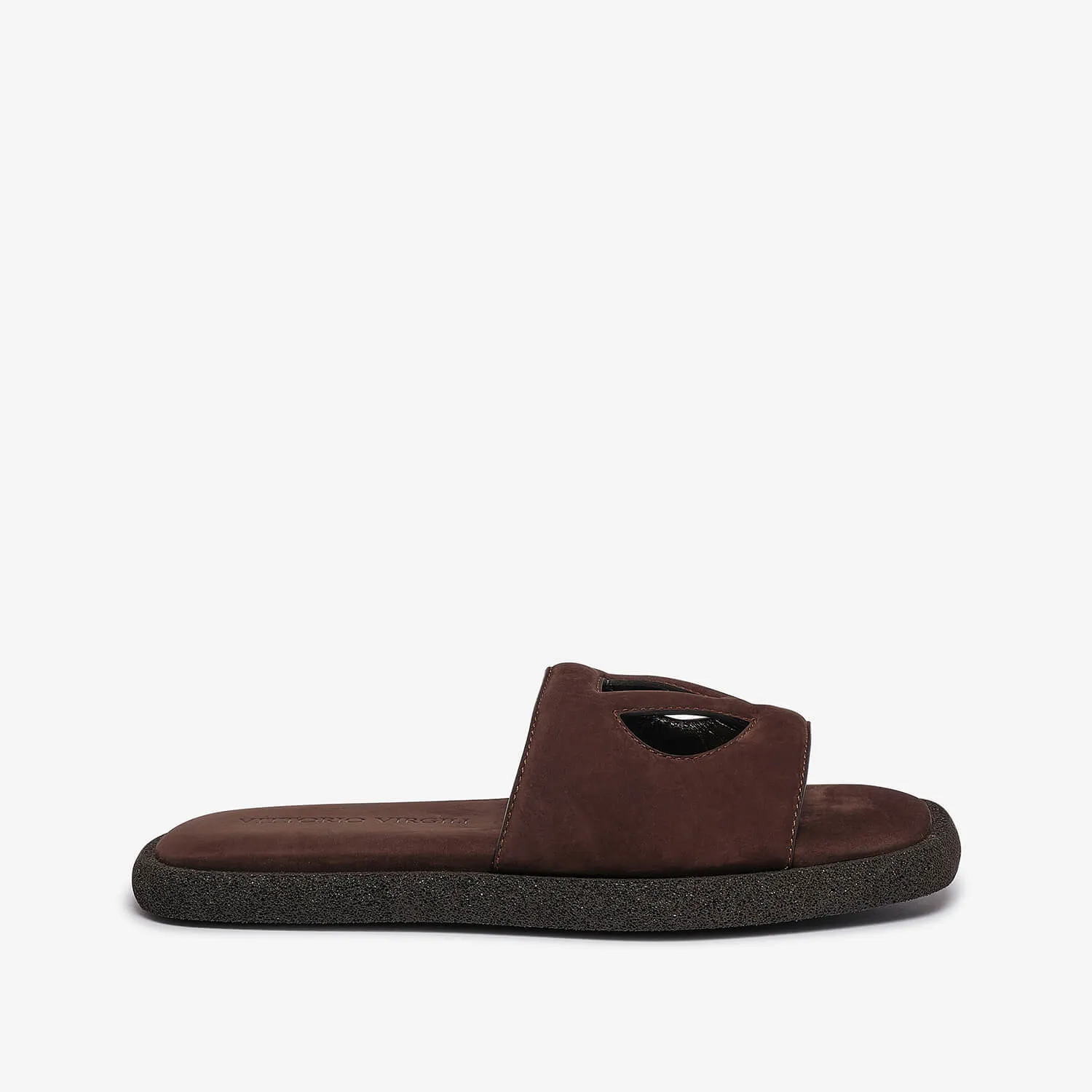 Dark brown women's nubuck slide sandal