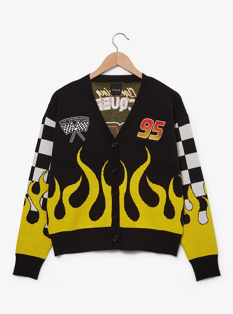 Disney Pixar Cars Lightning McQueen Flaming Checkered Women's Cardigan — BoxLunch Exclusive