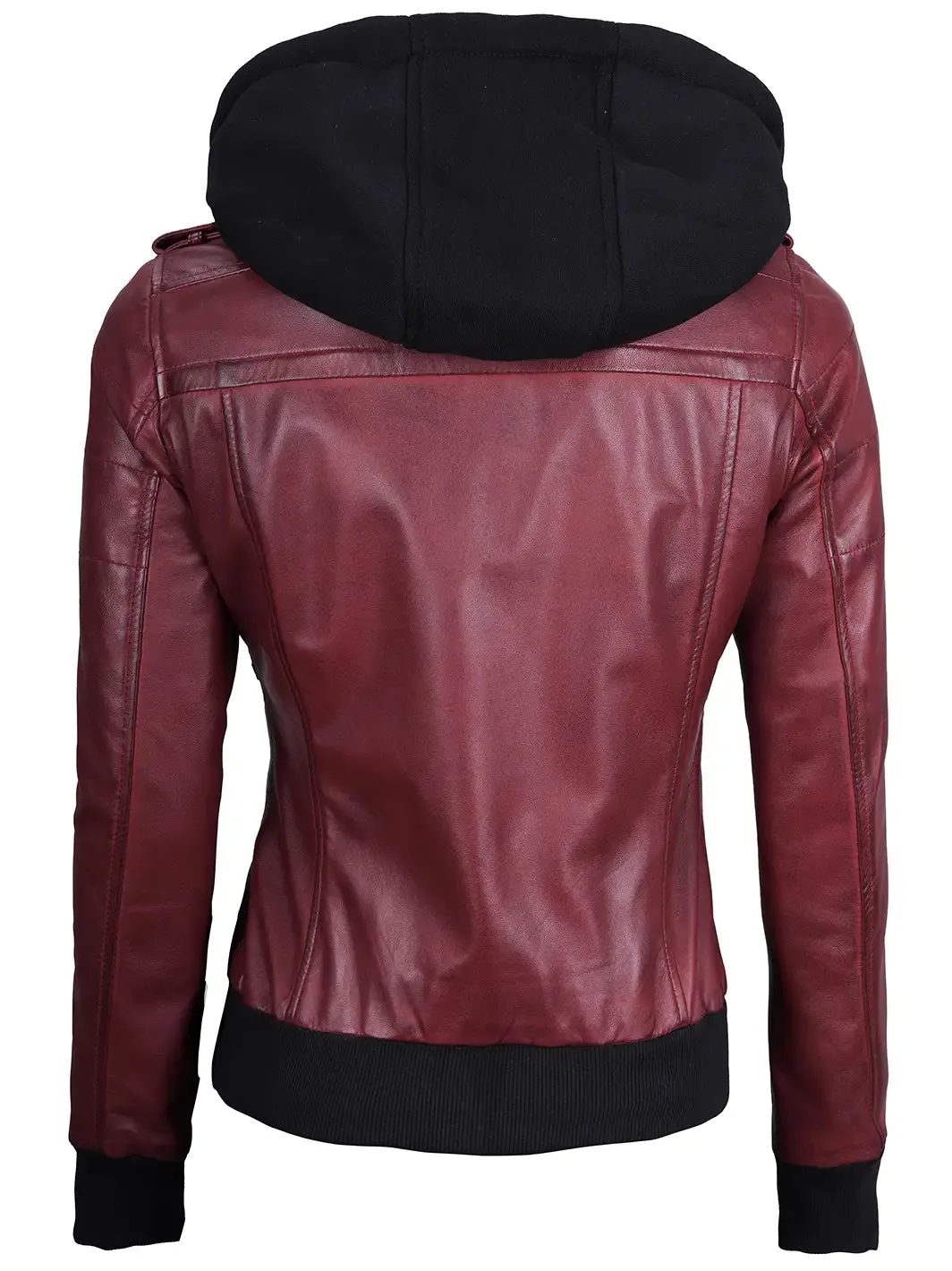 Edinburgh Maroon Leather Bomber Jacket With Hood