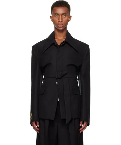 EGONlab Black Phoebe Shirt Collar Blazer