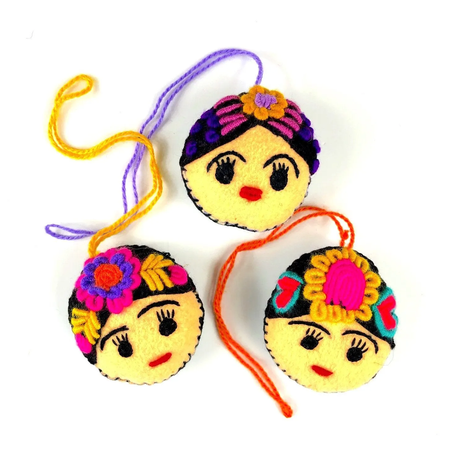 Embroidered Frida Ornaments