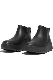 FitFlop F-Mode Leather Flatform Zip Ankle Boot black GM2-090