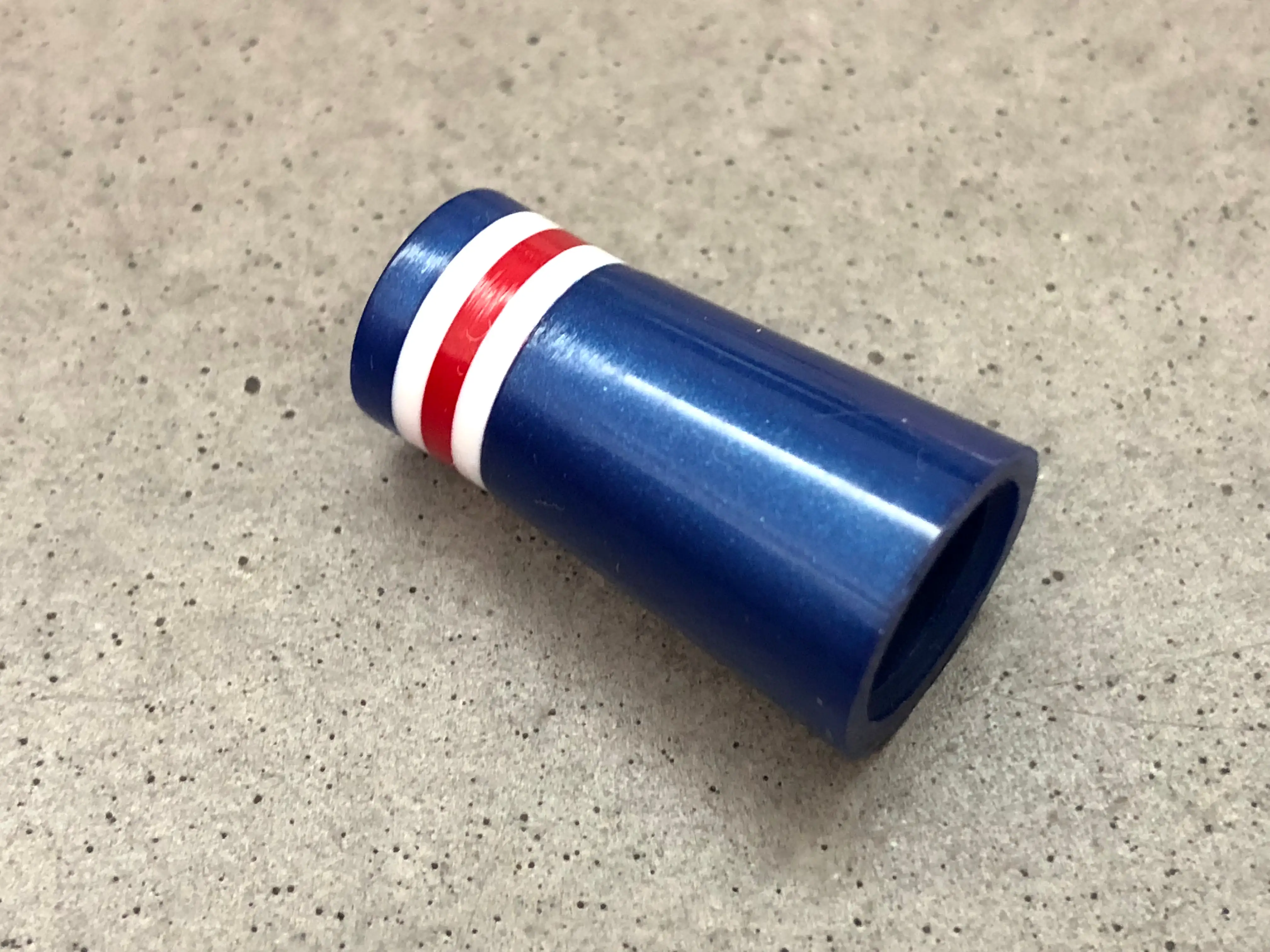 Flat-Top 12 Ferrules Metallic Royal Blue with White-Red-White Stripes