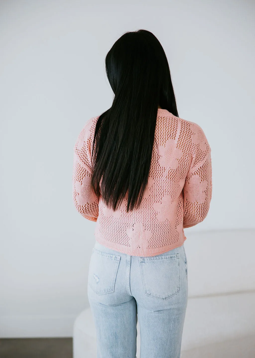 Floral Open-Stitch Cardigan