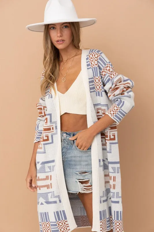 Frankie Long Patterned Cardigan Sweater