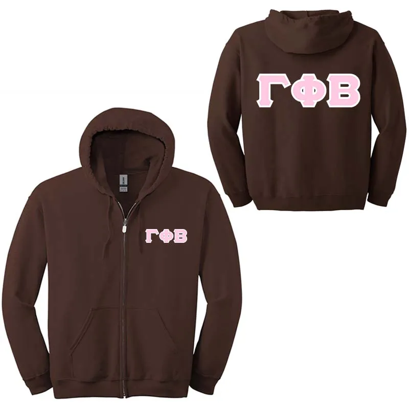 Gamma Phi Beta Sorority Full-Zip Hoodie - G186 - TWILL