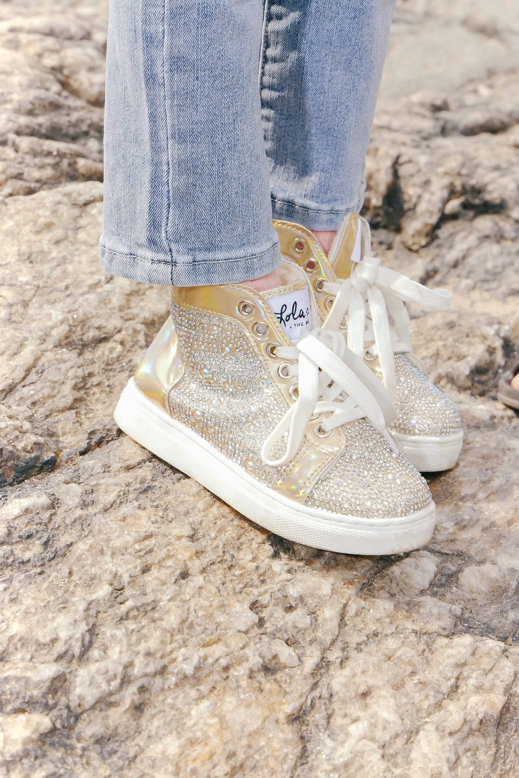 Gold Crystal Hologram Hightops