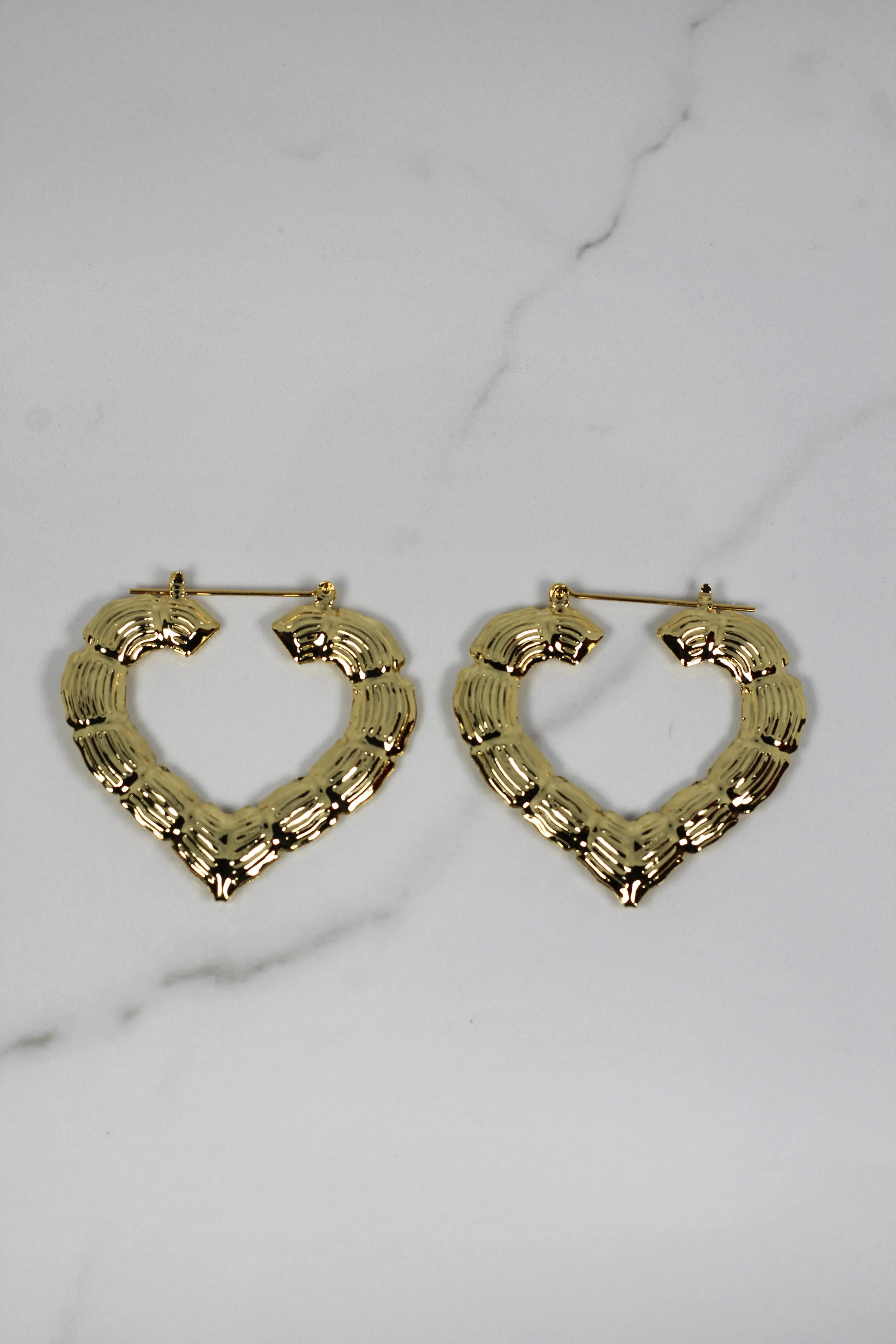 Heart Bamboo Hoop Earrings