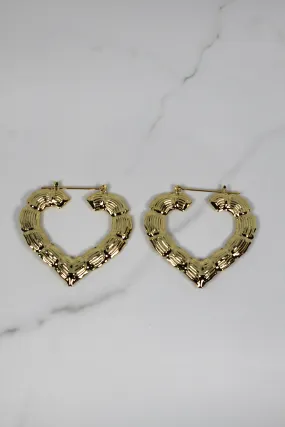 Heart Bamboo Hoop Earrings