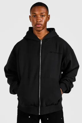 Heavyweight Loopback Zip Through Hoodie | boohooMAN UK