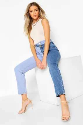 High Rise Contrast Mom Jeans