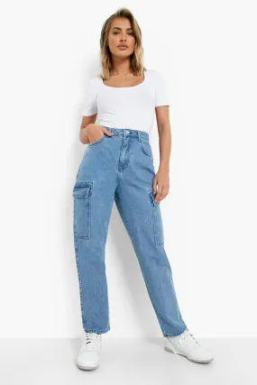 High Waisted Cargo Mom Jeans