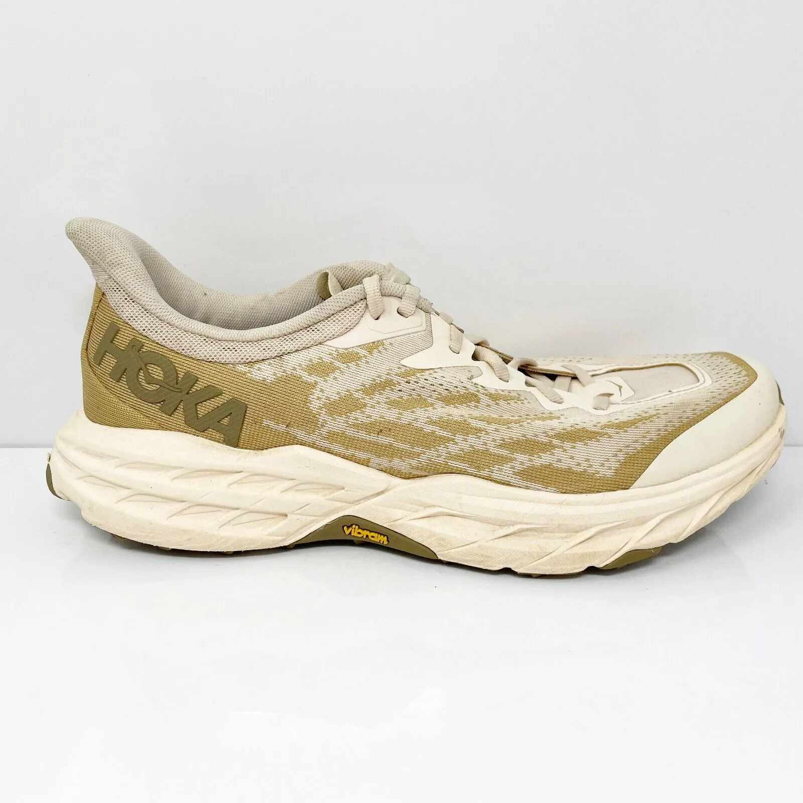 Hoka One One Mens Speedgoat 5 1123157 VLW Beige Running Shoes Sneakers Sz 10.5 D