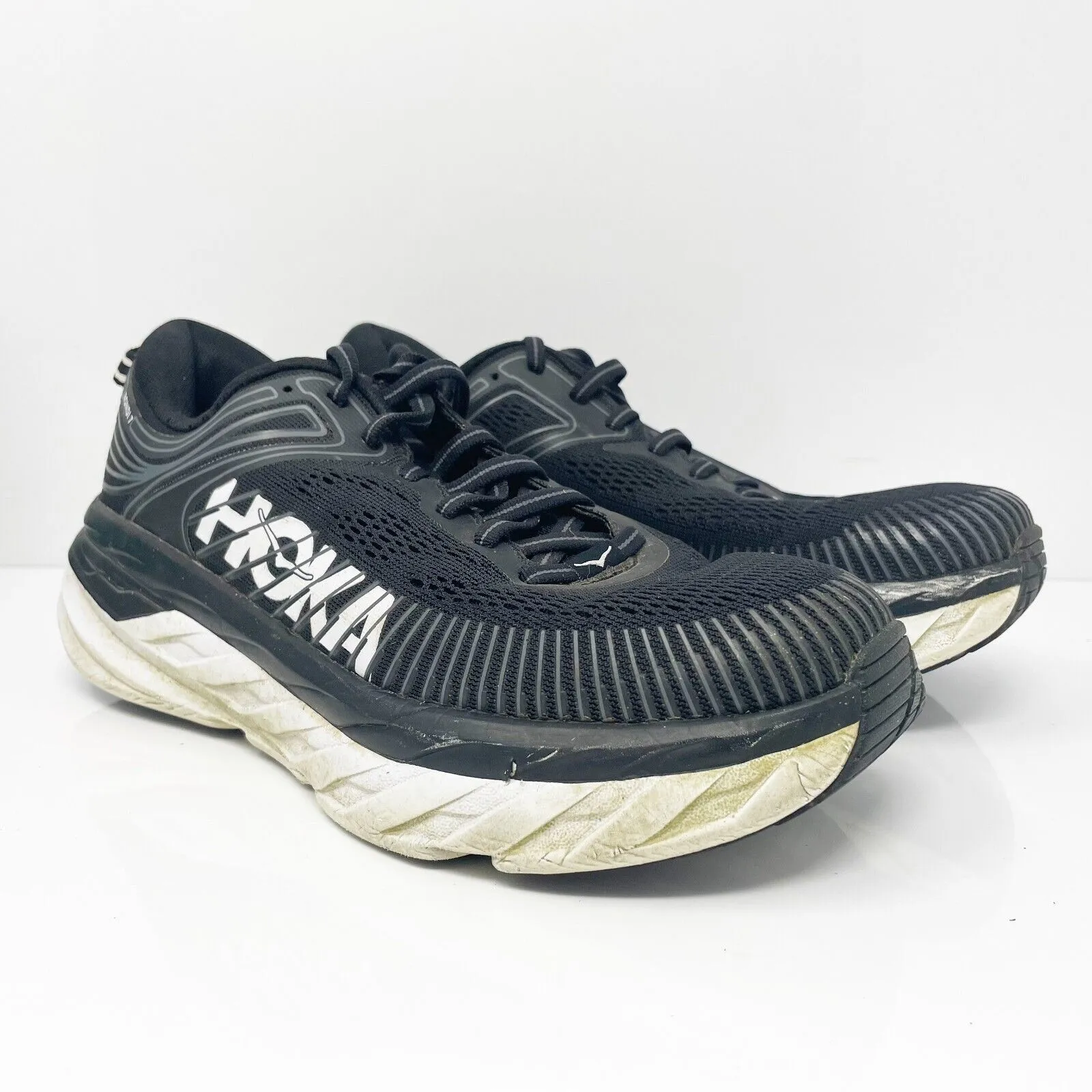 Hoka One One Womens Bondi 7 1110519 BWHT Black Running Shoes Sneakers Size 7.5